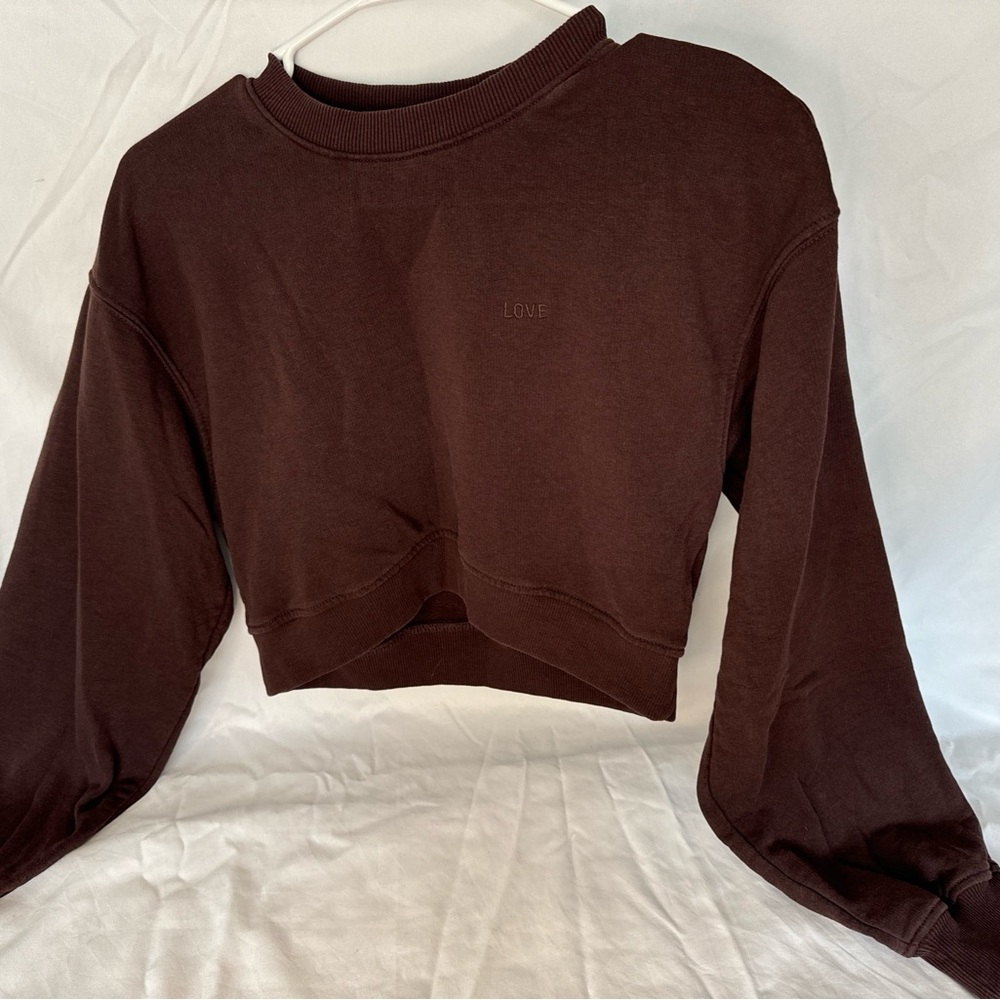 Divided Brown Boxy Cropped Sweatshirt